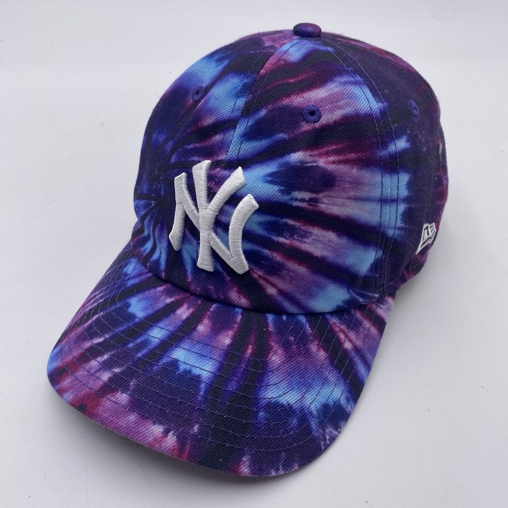 New York Yankees Hat Tie Dye New Era Purple Strapback Adjustable Cleaned VGC